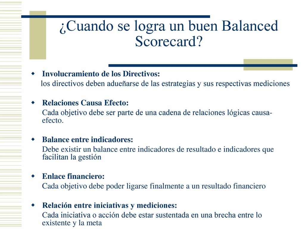 ¿Cuando se logra un buen Balanced Scorecard