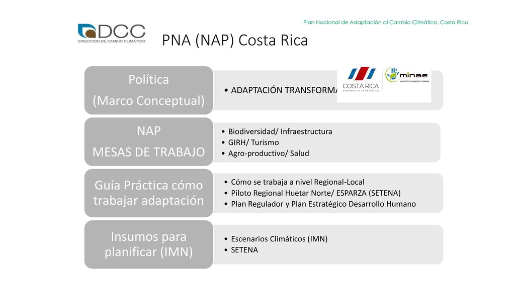 PNA (NAP) Costa Rica Política (Marco Conceptual) NAP MESAS DE TRABAJO