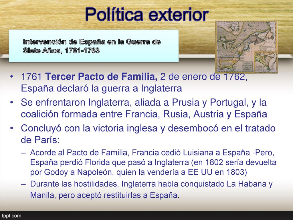 Política exterior Intervención de España en la Guerra de Siete Años,
