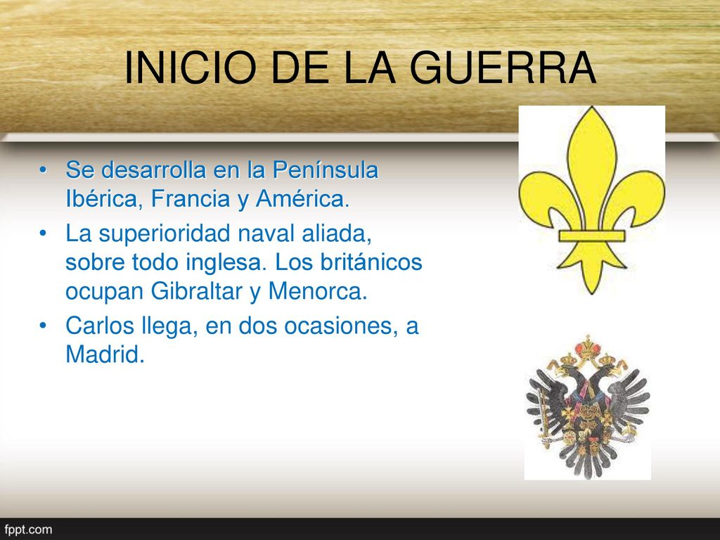 INICIO DE LA GUERRA Se desarrolla en la Península Ibérica, Francia y América.