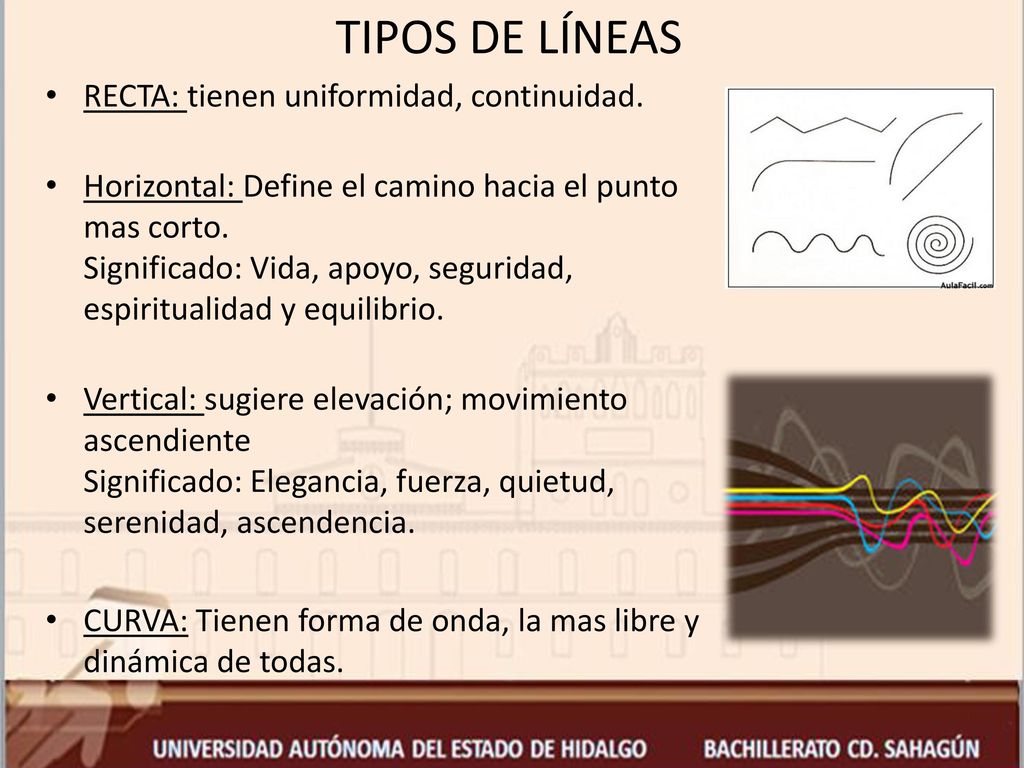TIPOS DE LÍNEAS RECTA: tienen uniformidad, continuidad.