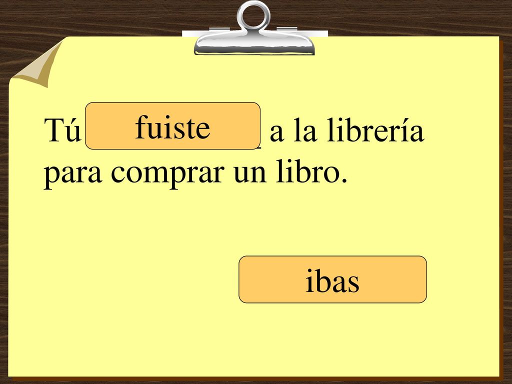 Tú __________ a la librería para comprar un libro.