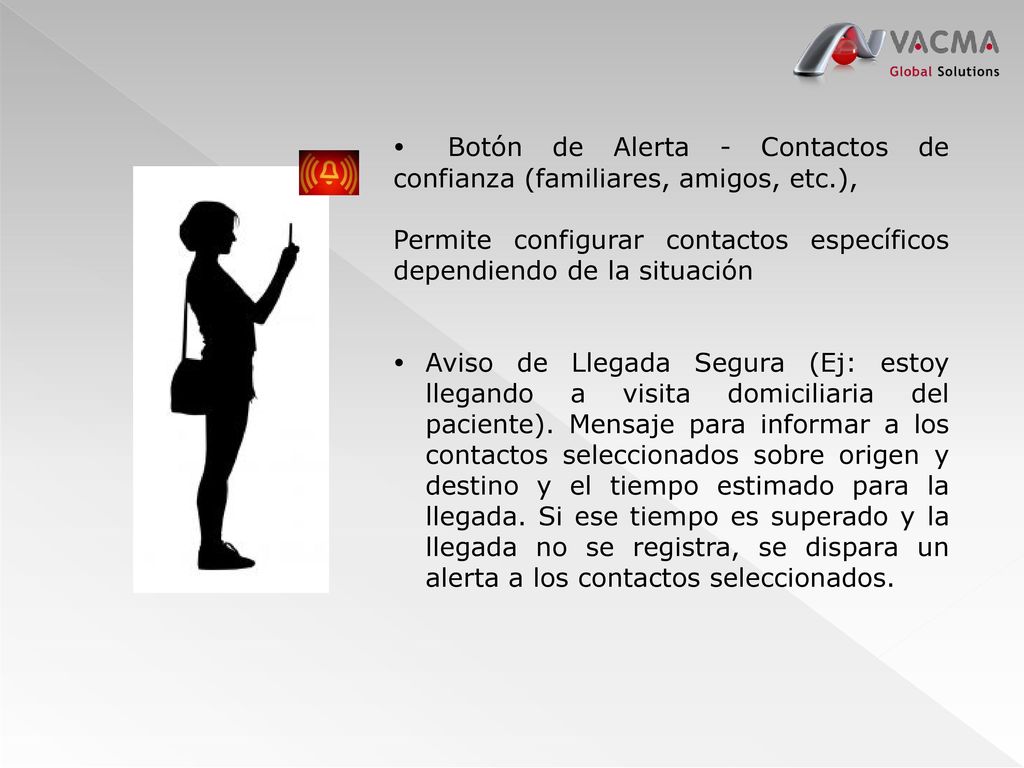  Botón de Alerta - Contactos de confianza (familiares, amigos, etc.),
