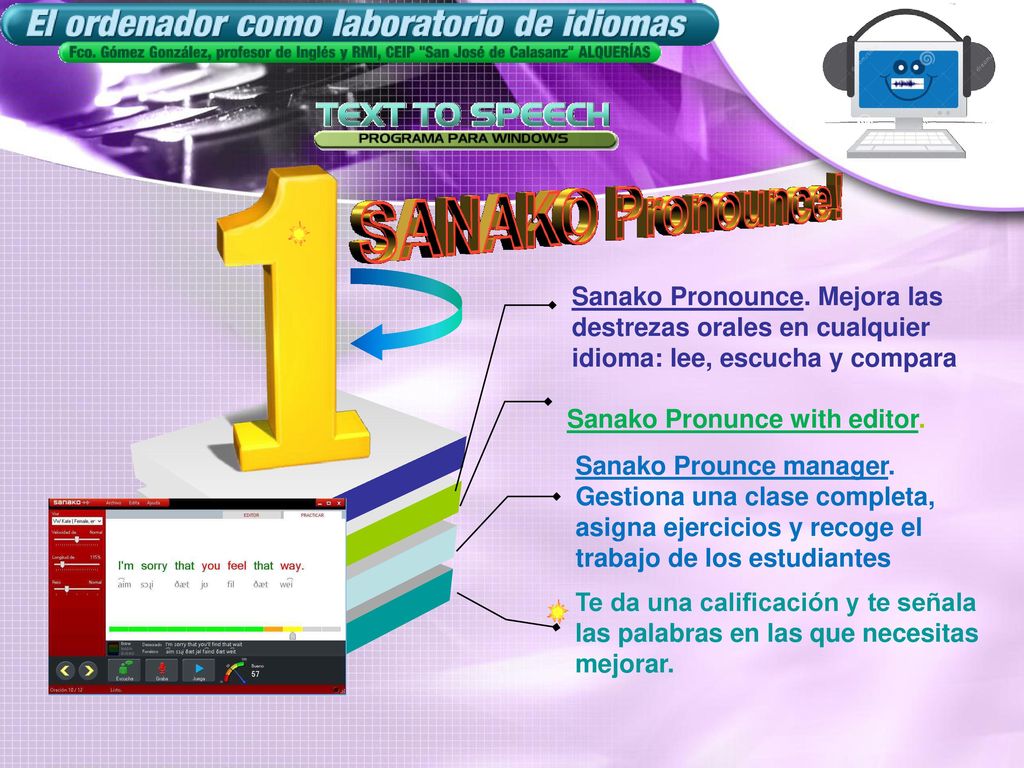 Sanako Pronounce. Mejora las destrezas orales en cualquier idioma: lee, escucha y compara