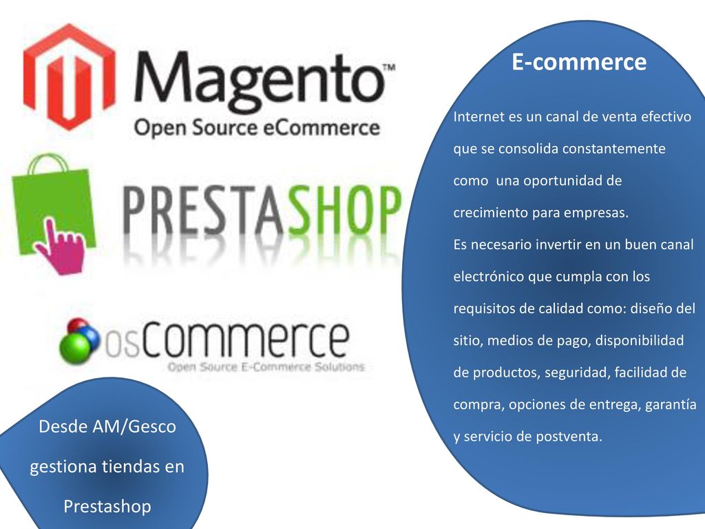 Desde AM/Gesco gestiona tiendas en Prestashop