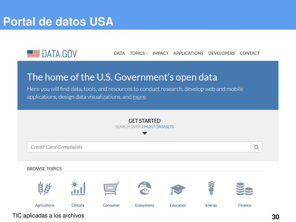 Portal de datos USA TIC aplicadas a los archivos