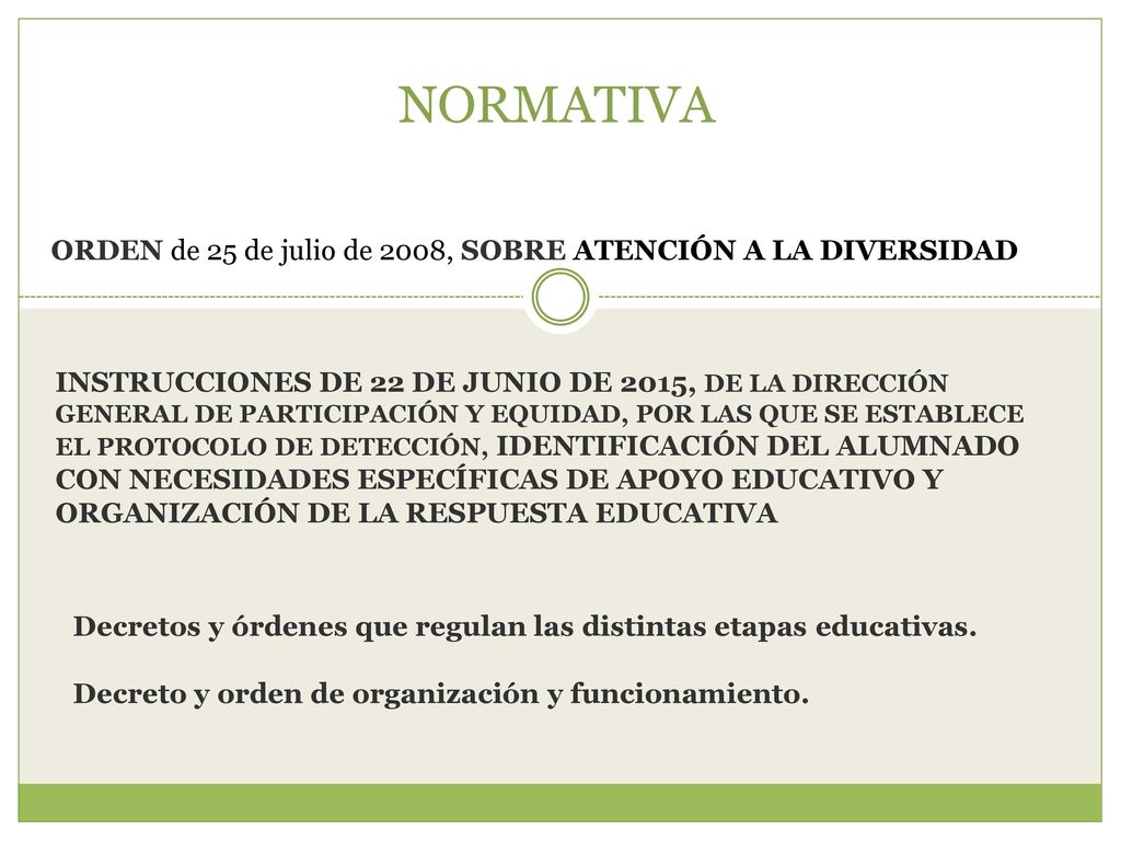 NORMATIVA ORDEN de 25 de julio de 2008, SOBRE ATENCIÓN A LA DIVERSIDAD