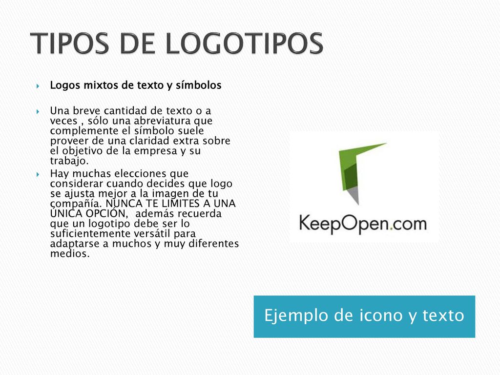 TIPOS DE LOGOTIPOS Ejemplo de icono y texto