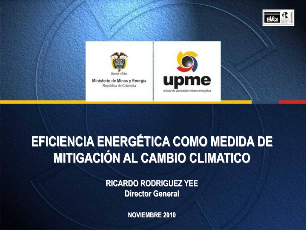 EFICIENCIA ENERGÉTICA COMO MEDIDA DE MITIGACIÓN AL CAMBIO CLIMATICO RICARDO RODRIGUEZ YEE Director General NOVIEMBRE 2010