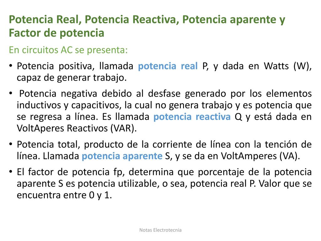 Potencia Real, Potencia Reactiva, Potencia aparente y Factor de potencia