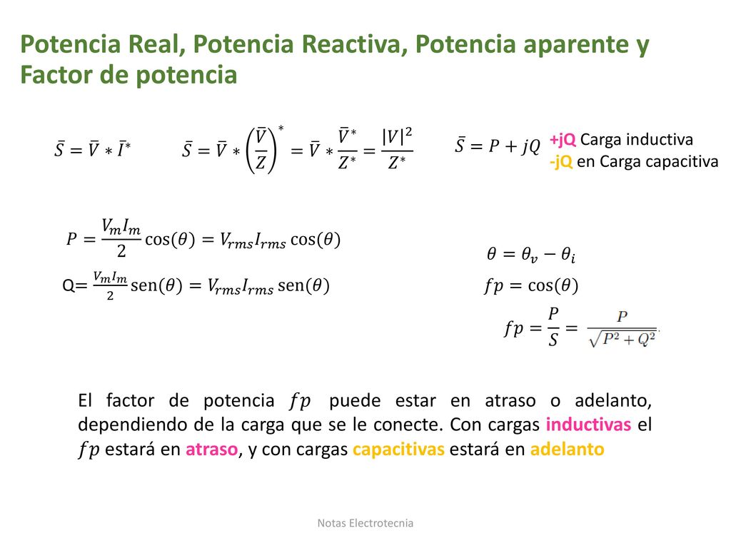 Potencia Real, Potencia Reactiva, Potencia aparente y Factor de potencia