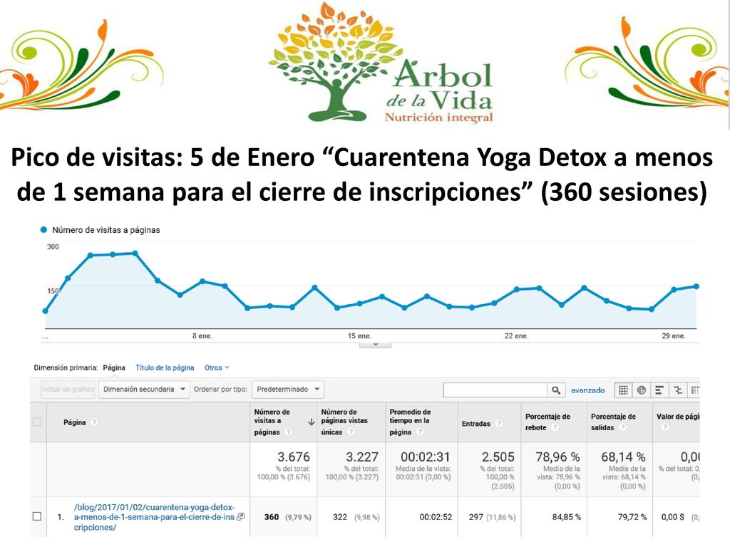 Pico de visitas: 5 de Enero Cuarentena Yoga Detox a menos de 1 semana para el cierre de inscripciones (360 sesiones)
