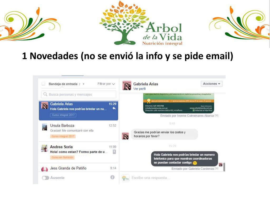 1 Novedades (no se envió la info y se pide  )