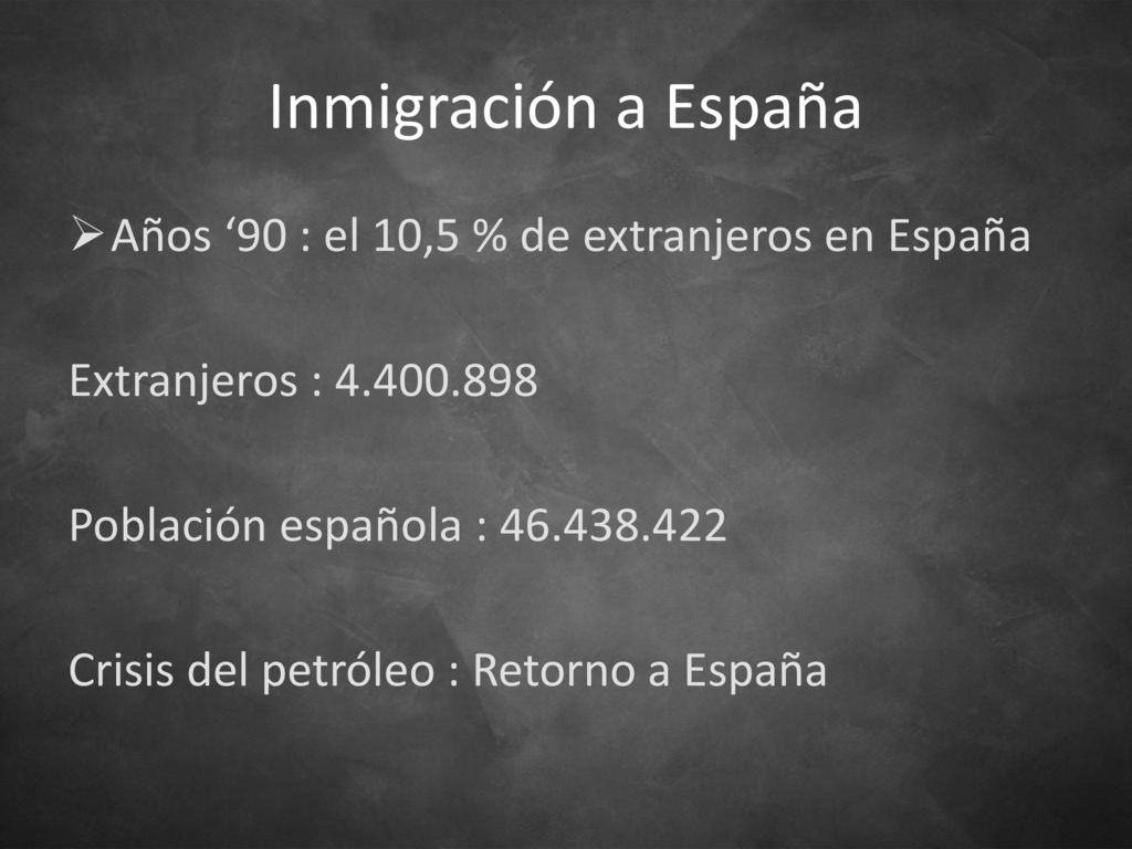 Inmigración a España Años ‘90 : el 10,5 % de extranjeros en España