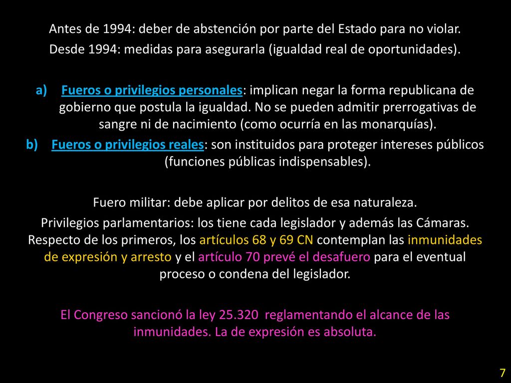 Desde 1994: medidas para asegurarla (igualdad real de oportunidades).
