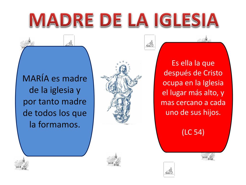 MADRE DE LA IGLESIA Es ella la que después de Cristo ocupa en la Iglesia el lugar más alto, y mas cercano a cada uno de sus hijos.