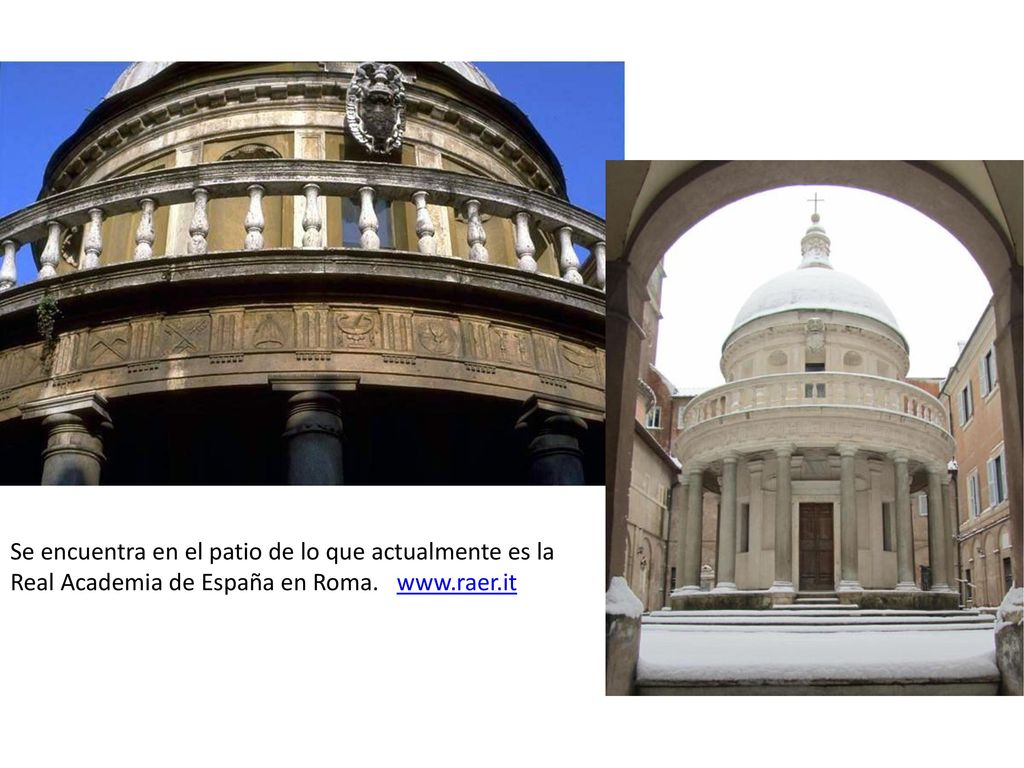 Se encuentra en el patio de lo que actualmente es la Real Academia de España en Roma.