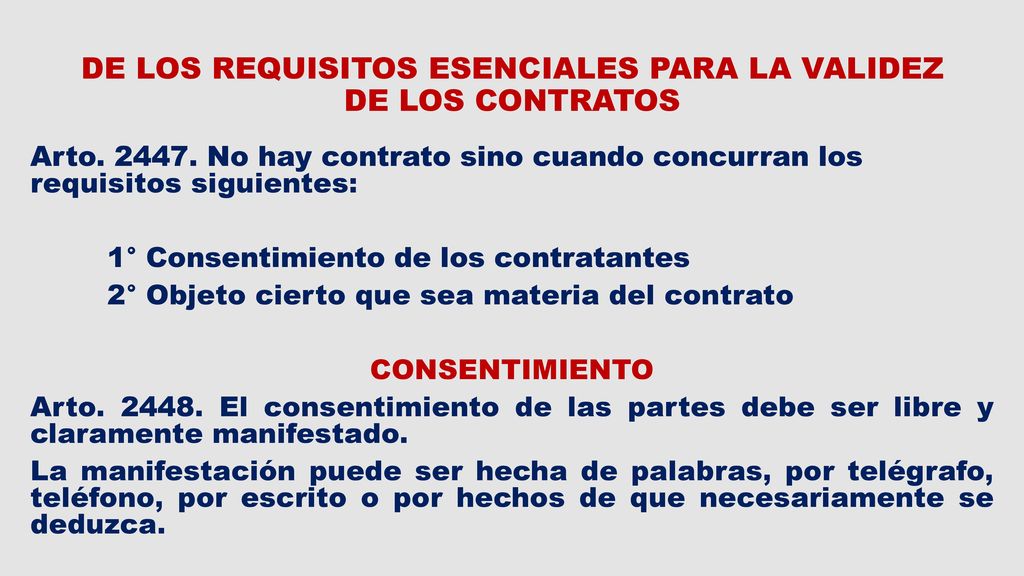 DE LOS REQUISITOS ESENCIALES PARA LA VALIDEZ DE LOS CONTRATOS