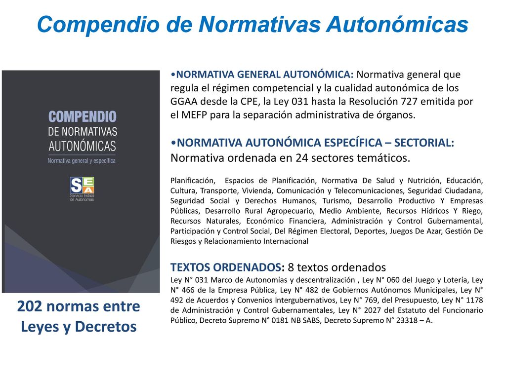 Compendio de Normativas Autonómicas 202 normas entre Leyes y Decretos