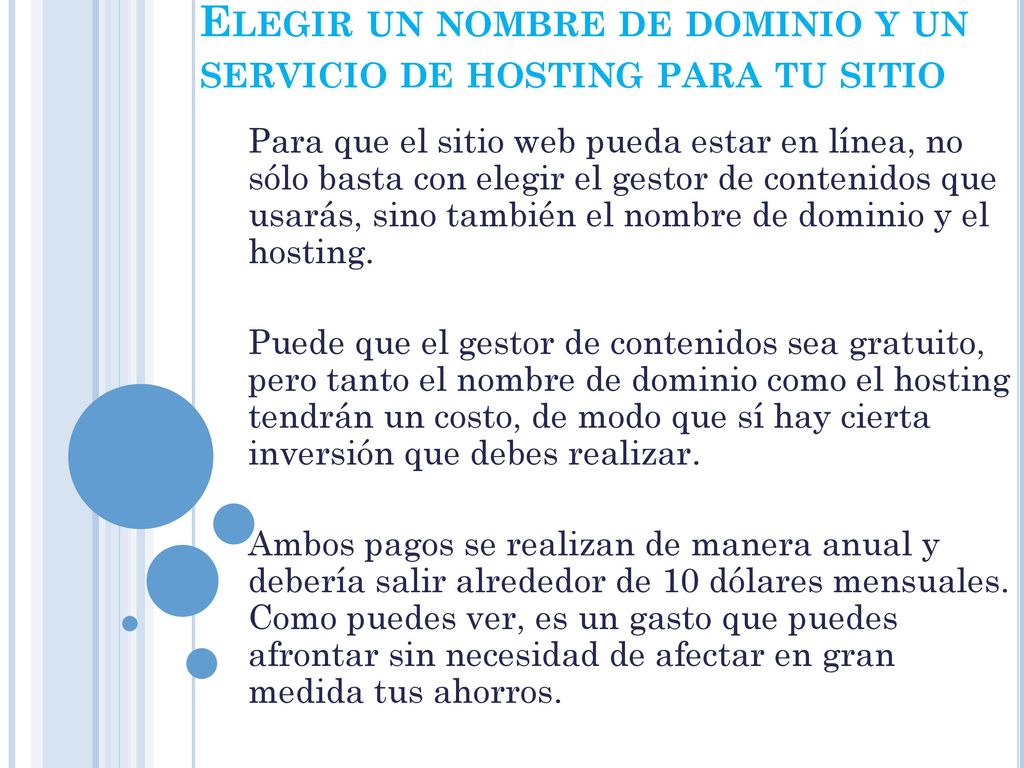 Elegir un nombre de dominio y un servicio de hosting para tu sitio