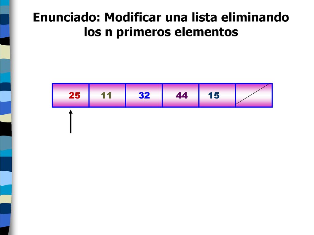 Enunciado: Modificar una lista eliminando los n primeros elementos