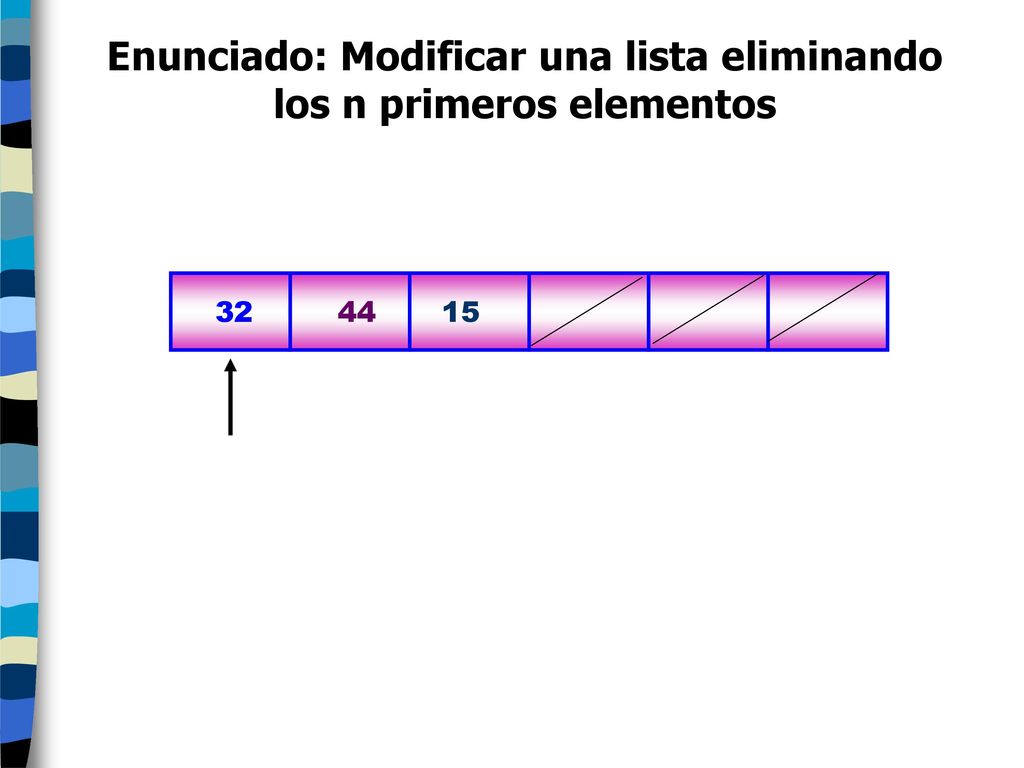 Enunciado: Modificar una lista eliminando los n primeros elementos