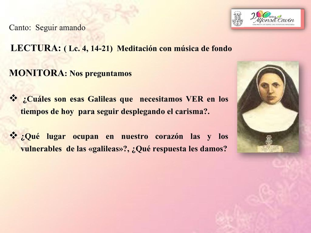 LECTURA: ( Lc. 4, 14-21) Meditación con música de fondo