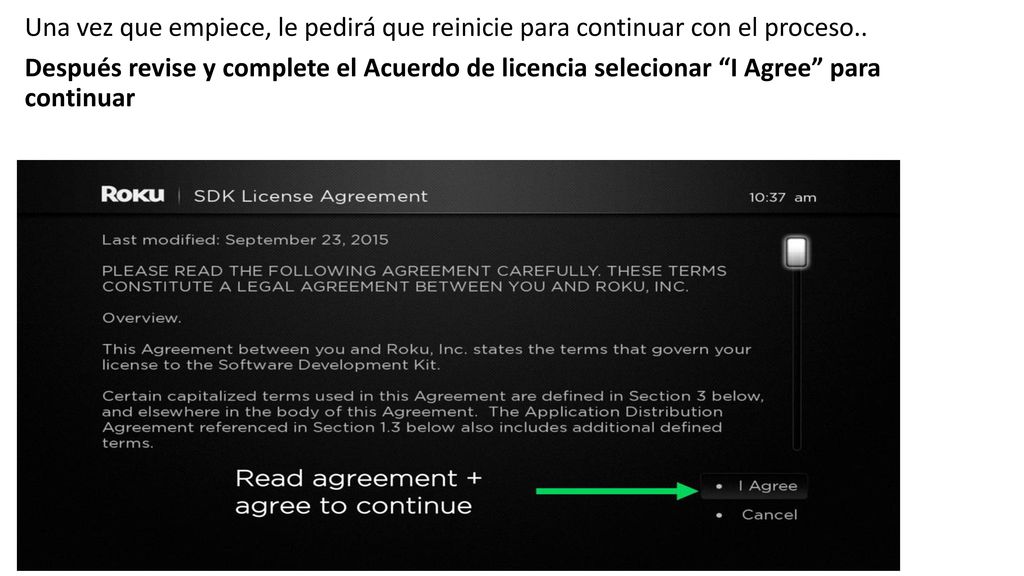 Una vez que empiece, le pedirá que reinicie para continuar con el proceso..
