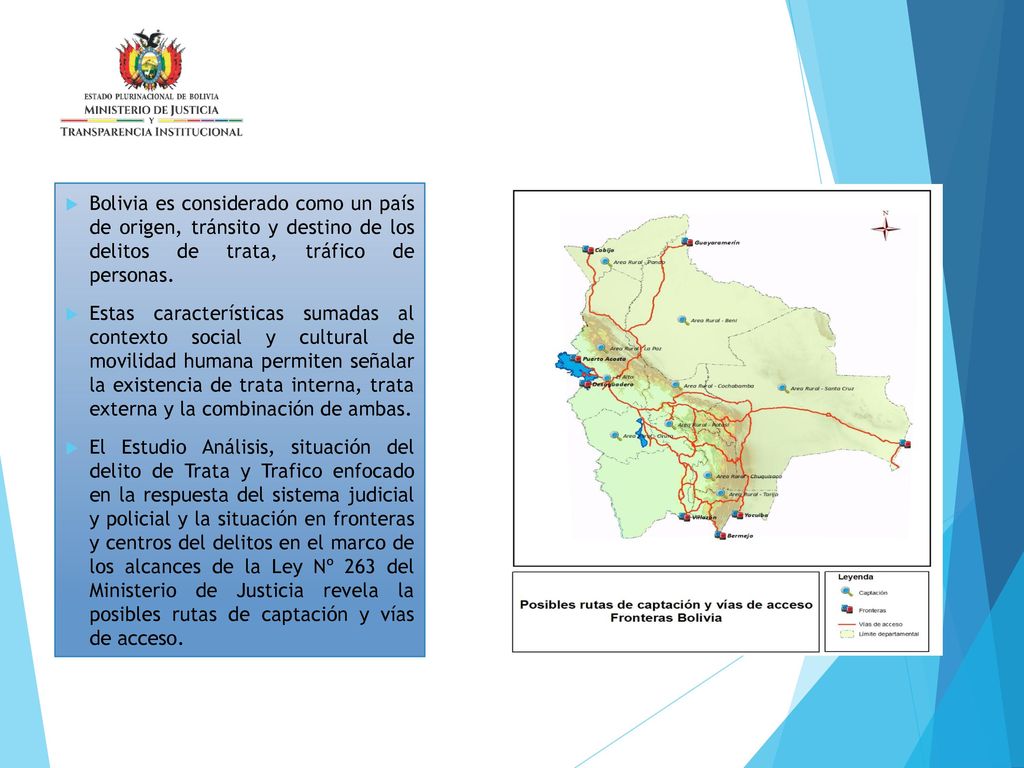 Bolivia es considerado como un país de origen, tránsito y destino de los delitos de trata, tráfico de personas.
