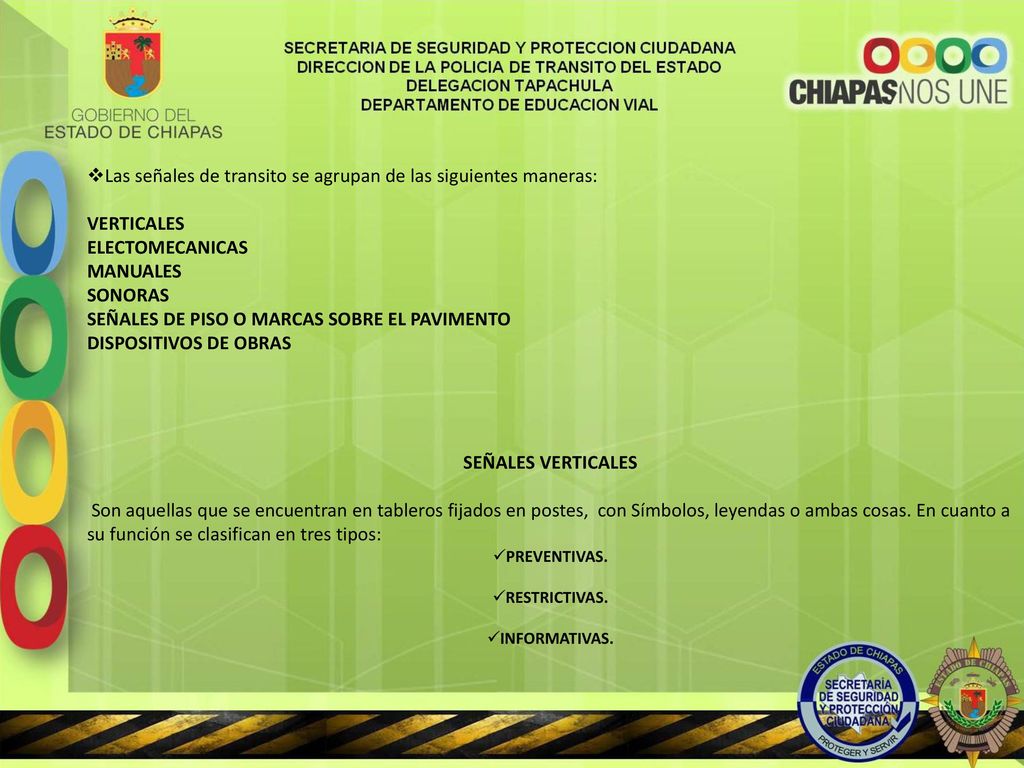 Las señales de transito se agrupan de las siguientes maneras: