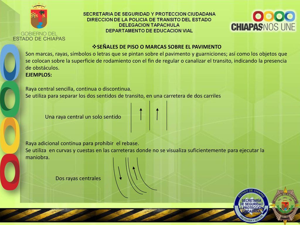 SEÑALES DE PISO O MARCAS SOBRE EL PAVIMENTO