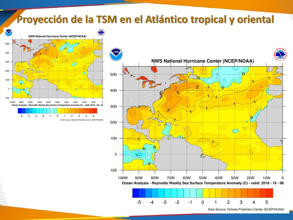 Proyección de la TSM en el Atlántico tropical y oriental