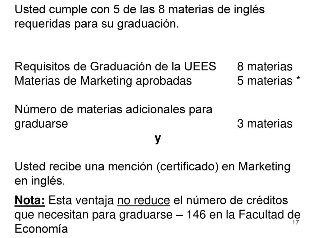 Usted cumple con 5 de las 8 materias de inglés requeridas para su graduación.