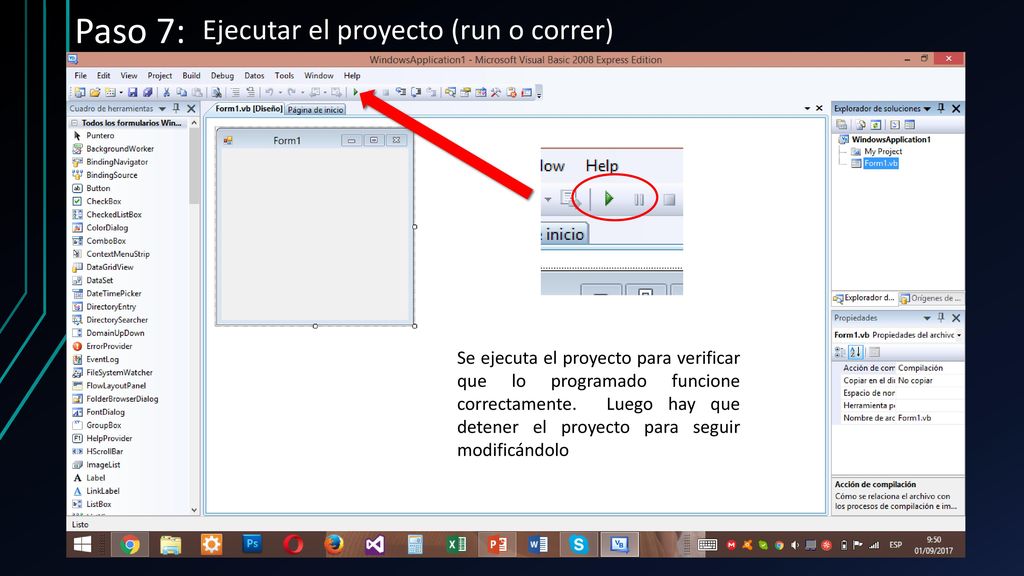 Paso 7: Ejecutar el proyecto (run o correr)