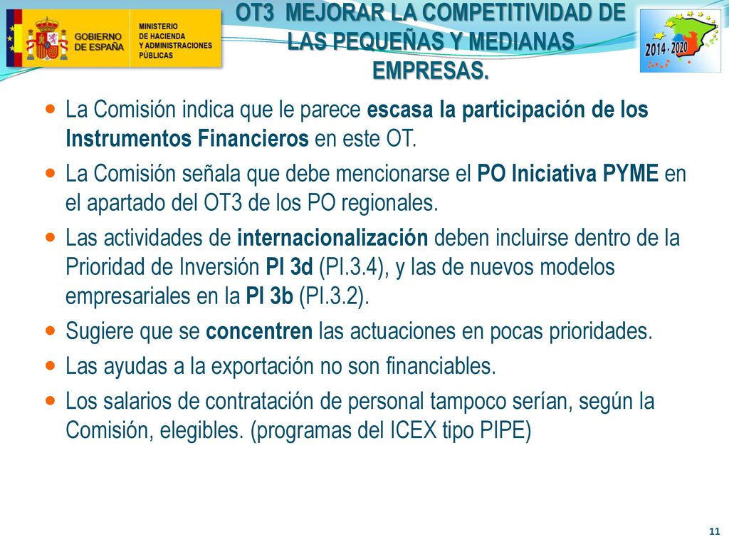 OT3 MEJORAR LA COMPETITIVIDAD DE LAS PEQUEÑAS Y MEDIANAS EMPRESAS.