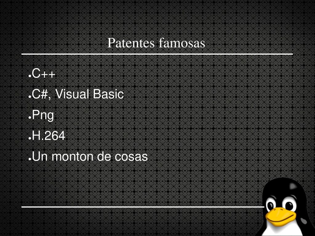 Patentes famosas C++ C#, Visual Basic Png H.264 Un monton de cosas