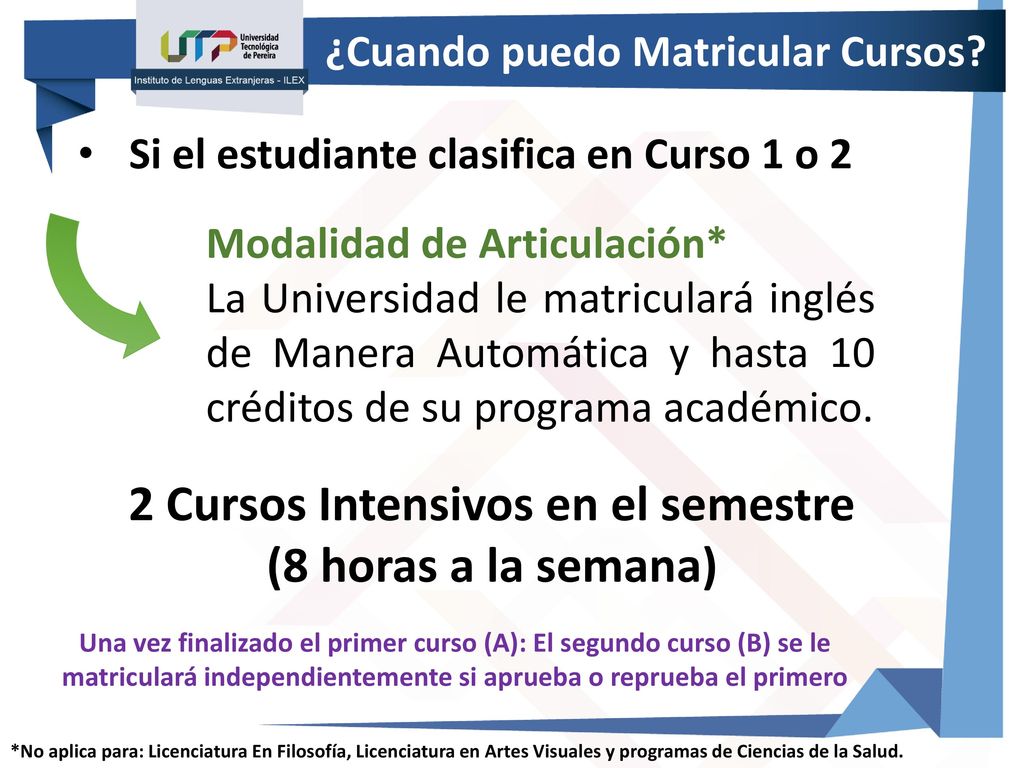 ¿Cuando puedo Matricular Cursos 2 Cursos Intensivos en el semestre