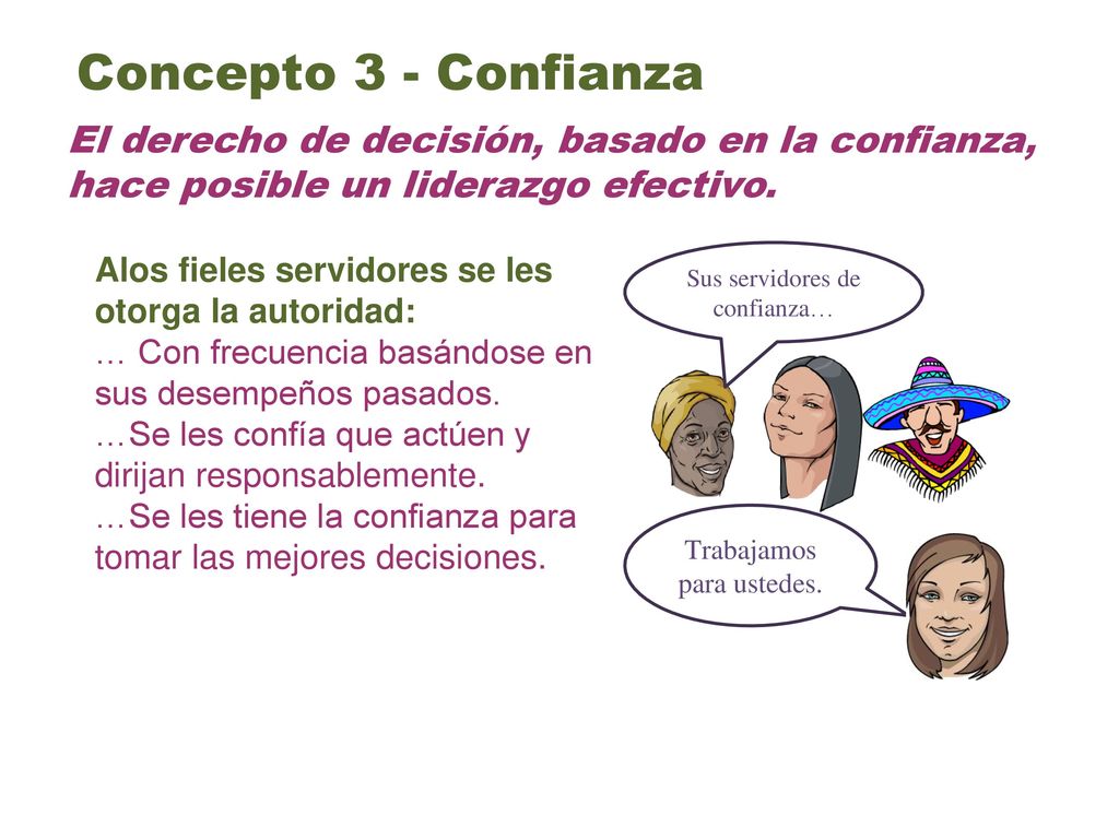Concepto 3 - Confianza El derecho de decisión, basado en la confianza, hace posible un liderazgo efectivo.