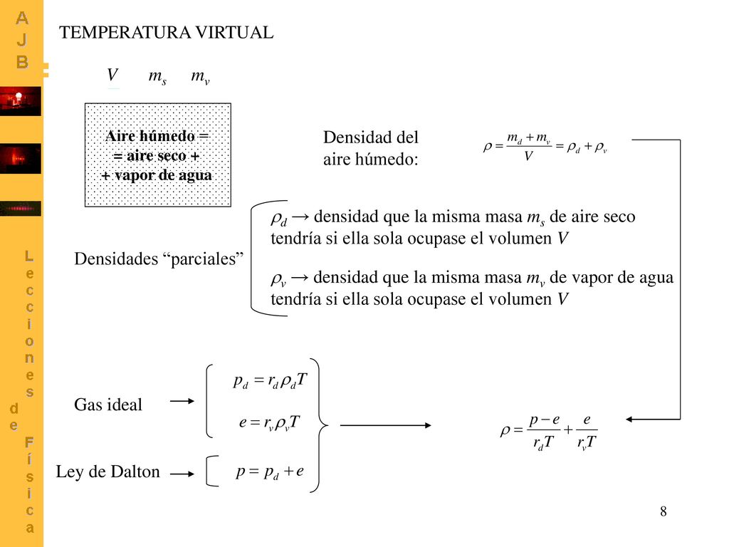 d → densidad que la misma masa ms de aire seco