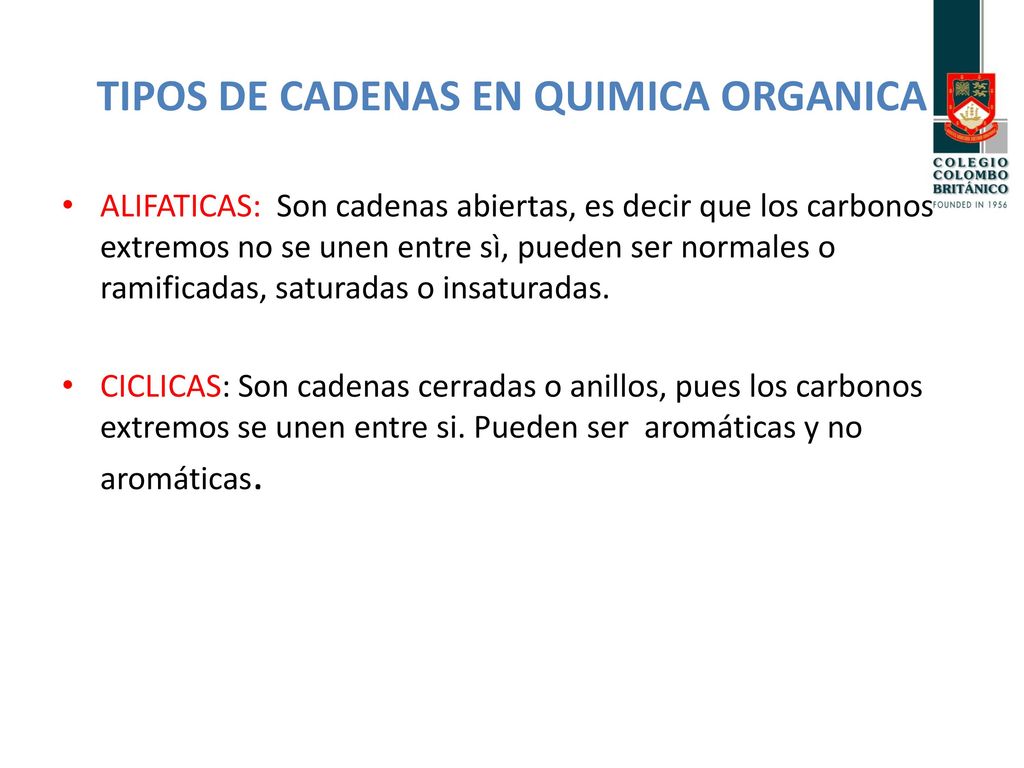 TIPOS DE CADENAS EN QUIMICA ORGANICA