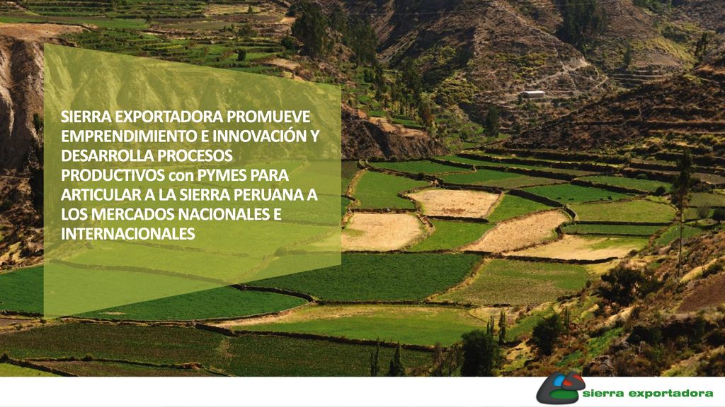 SIERRA EXPORTADORA PROMUEVE EMPRENDIMIENTO E INNOVACIÓN Y DESARROLLA PROCESOS PRODUCTIVOS con PYMES PARA ARTICULAR A LA SIERRA PERUANA A LOS MERCADOS NACIONALES E INTERNACIONALES