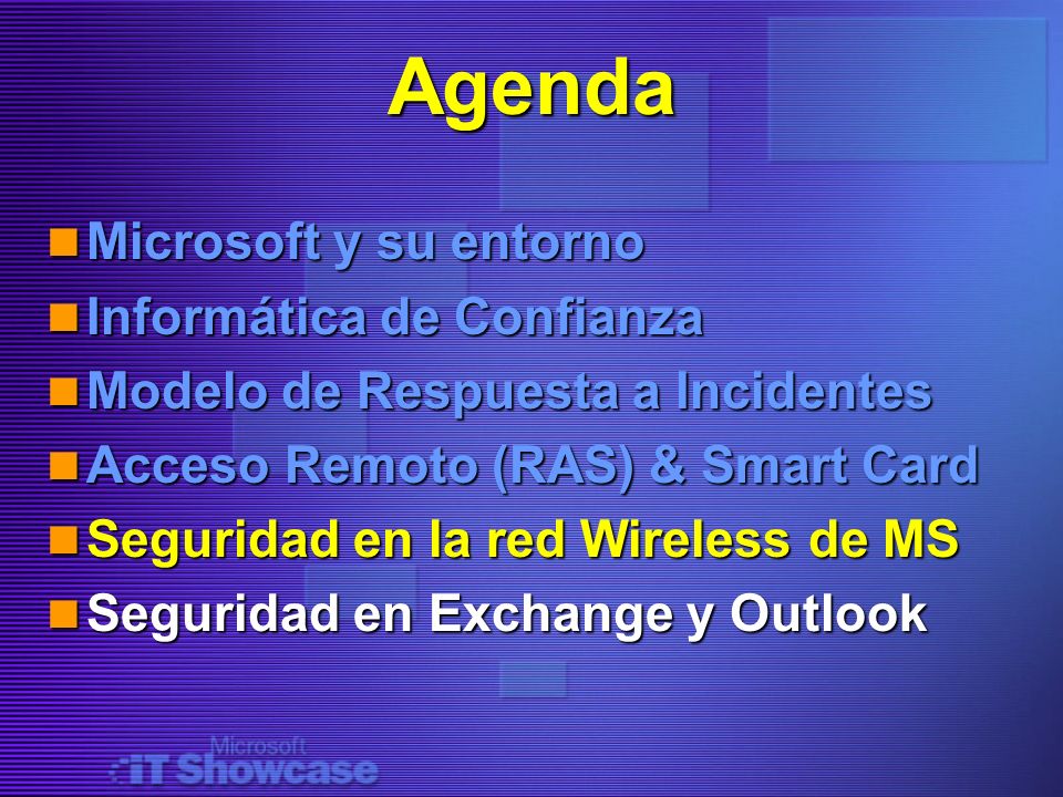 Agenda Microsoft y su entorno Informática de Confianza