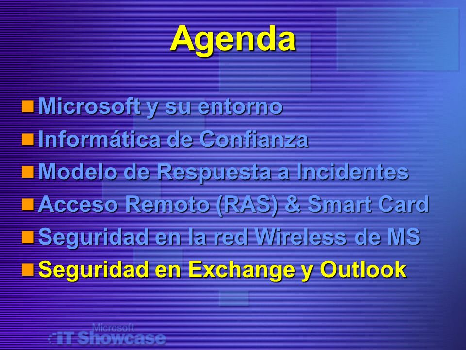 Agenda Microsoft y su entorno Informática de Confianza