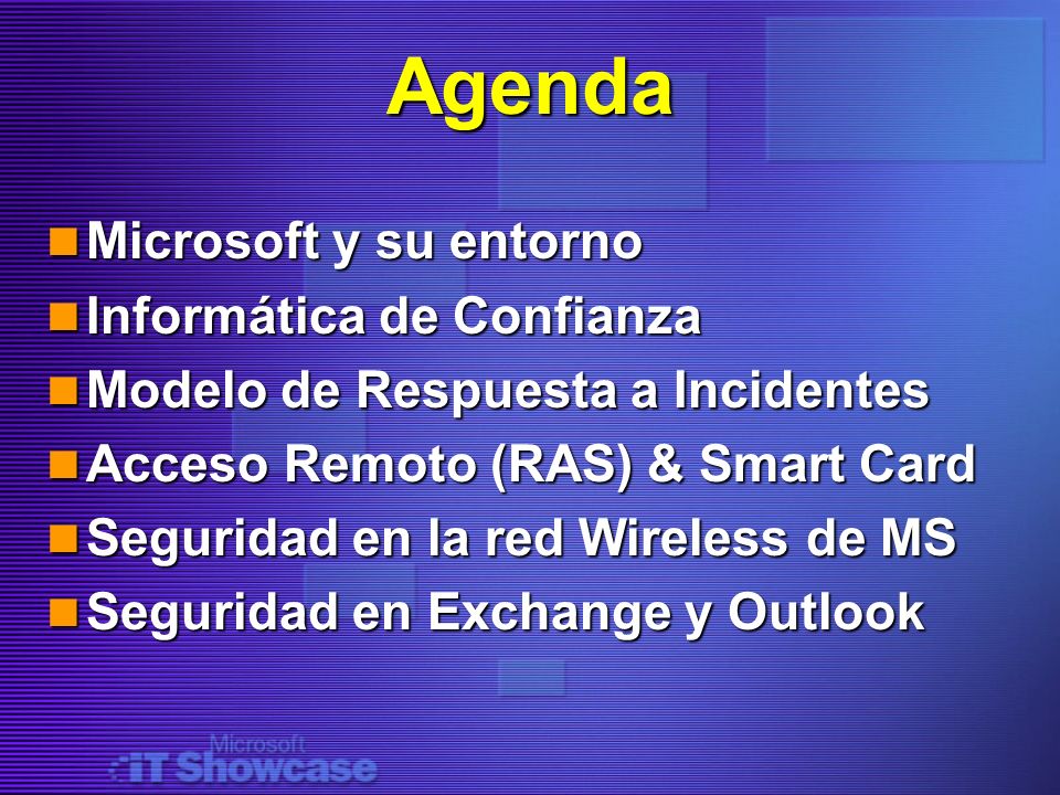 Agenda Microsoft y su entorno Informática de Confianza
