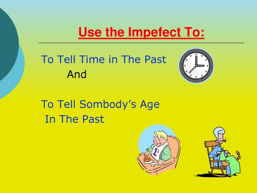 Use the Impefect To: To Tell Time in The Past And