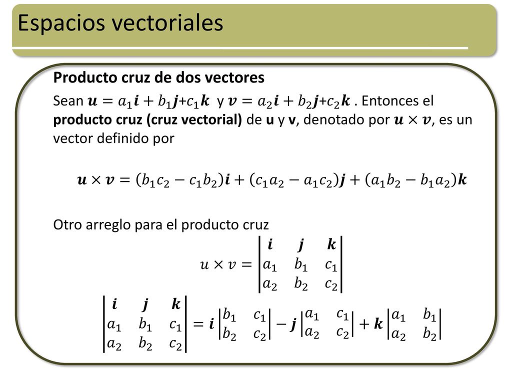Espacios vectoriales Producto cruz de dos vectores