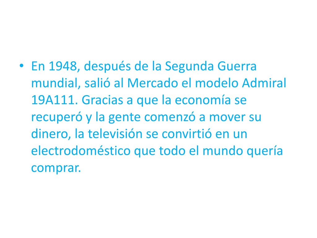 En 1948, después de la Segunda Guerra mundial, salió al Mercado el modelo Admiral 19A111.