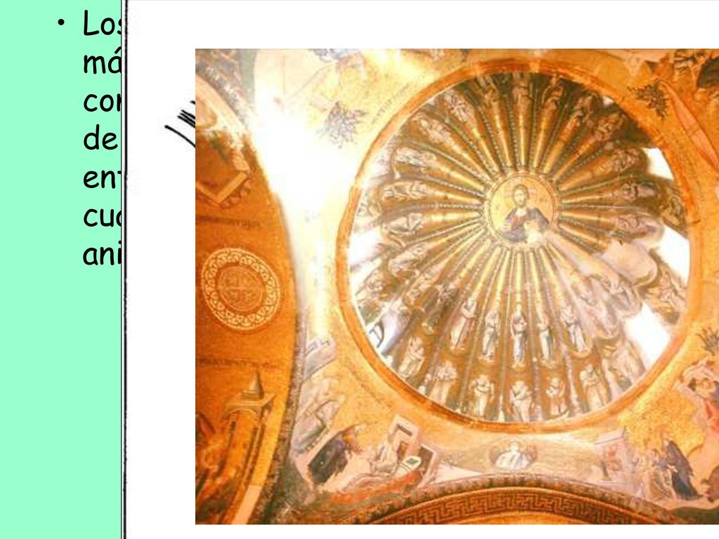 Los bizantinos adoptaron un método más armonioso y de mayor continuidad espacial: la incorporación de un triángulo curvilíneo, PECHINA, entre los arcos de la base cuadrangular (arcos torales) y el anillo de la cúpula.