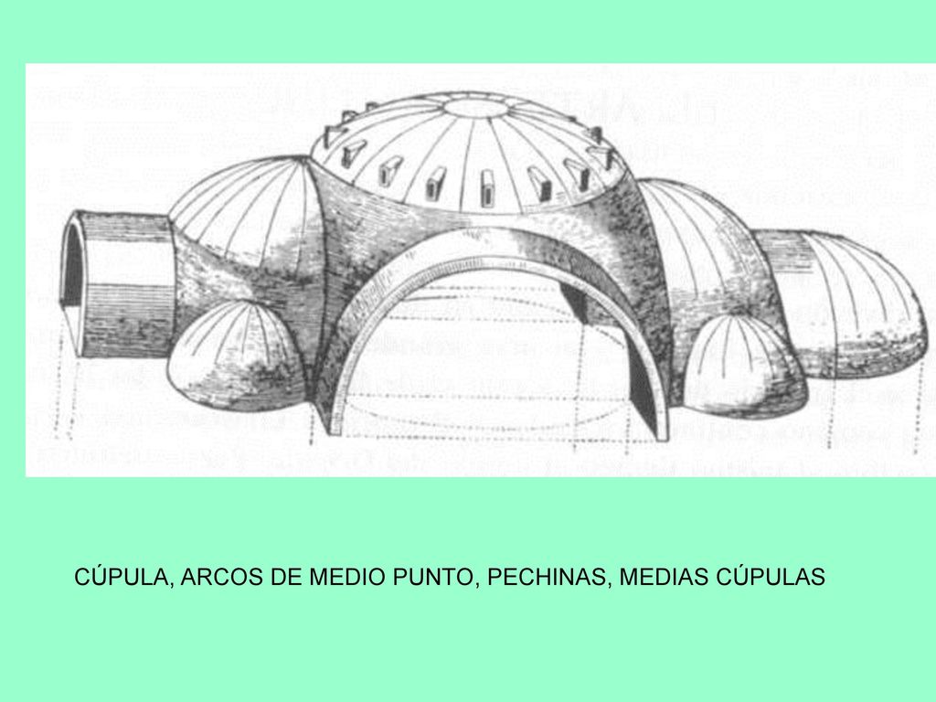 Mucho más original, entendiendo la cubierta no como algo estático, sino como un organismo dinámico en el que los empujes de la cúpula central se contrarrestan con otras CÚPULAS SECUNDARIAS, que, a su vez, transmiten los suyos a otra serie de cúpulas más pequeñas que descansan en los muros, reforzados o no por contrafuertes exteriores.