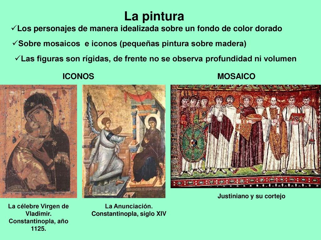 La pintura Los personajes de manera idealizada sobre un fondo de color dorado. Sobre mosaicos e iconos (pequeñas pintura sobre madera)